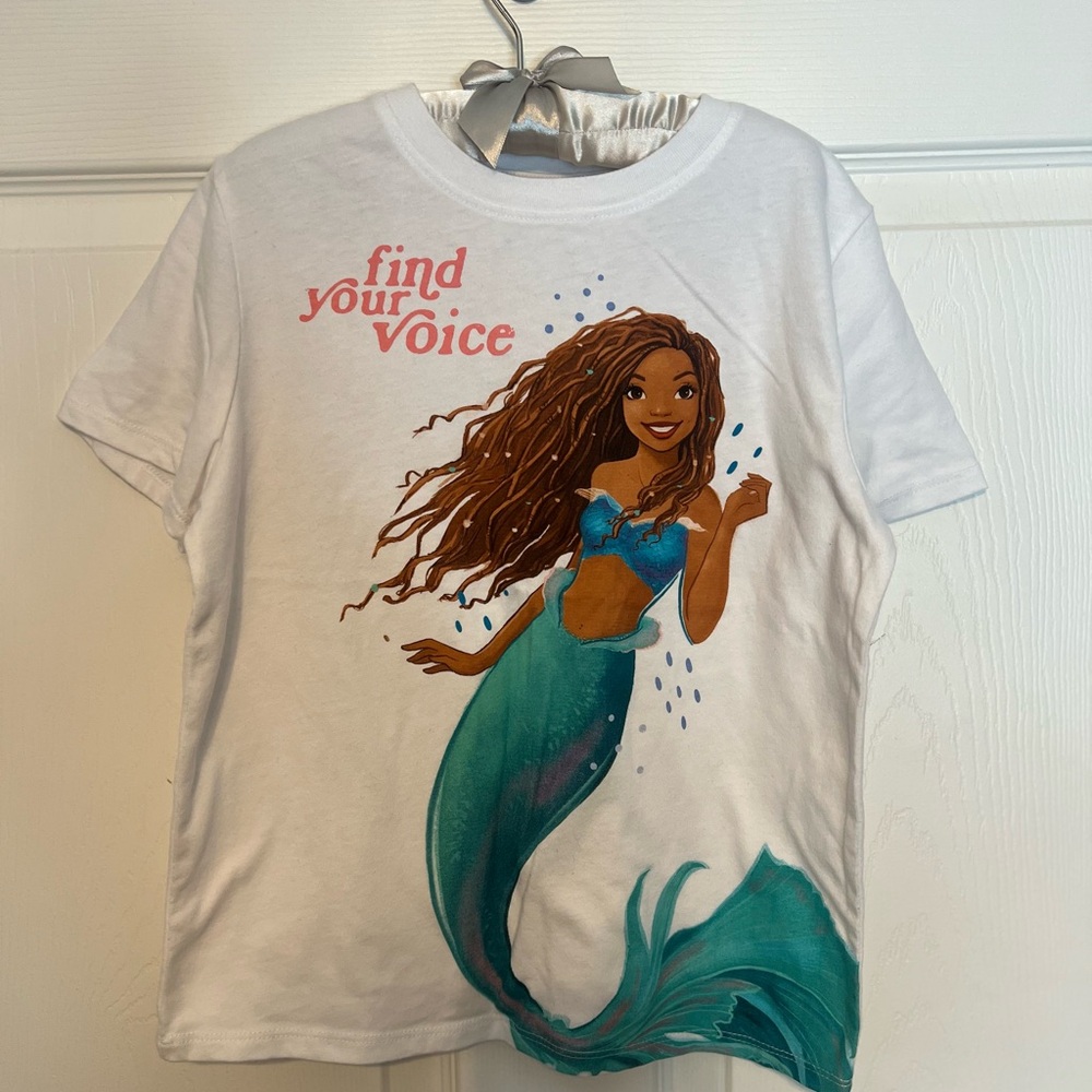 Disney Kids White and Teal Mermaid Tee